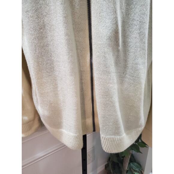 Beverly Hills Men's Cream 100% Acrylic Long Sleeve Full Zip Knit Sweater Size XL - Picture 4 of 12